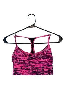 Champion Pink and Black Space-Dye Racerback Sports Bra Size Small
